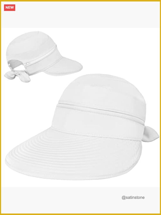 2-in-1 Wide Brim Sun Hat Ponytail with Zip-Off Visor UPF 50+ main image 4